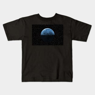 Blue moon against starry sky Kids T-Shirt